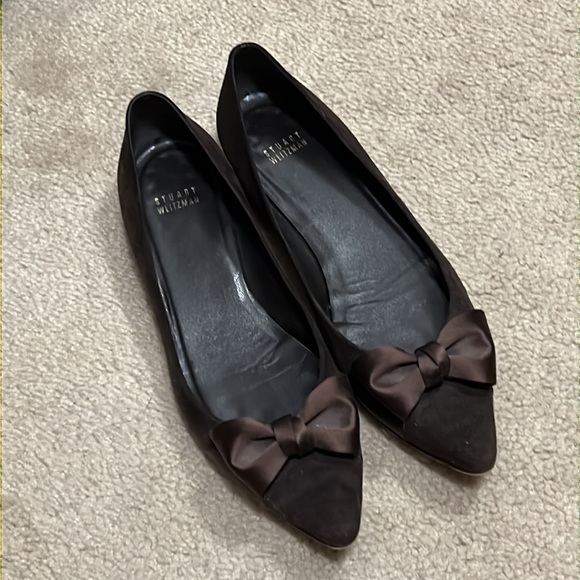 Stuart Weitzman, dark brown velvet and suede flats - Picture 7 of 8